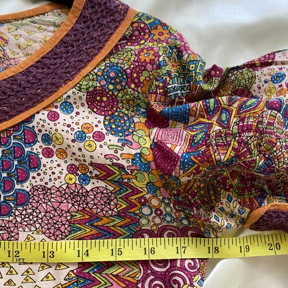 Pepita Perez Floral Boho Mini Tunic Dress Hippie Fall Medium India - Picture 7 of 9